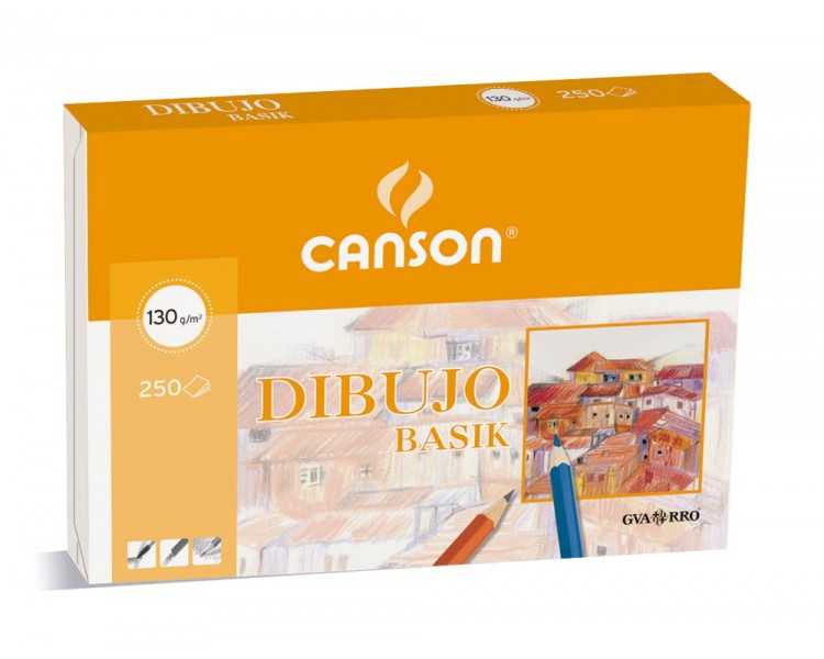 Papel dibujo basik 23x32.5 cm 130 gr con recuadro