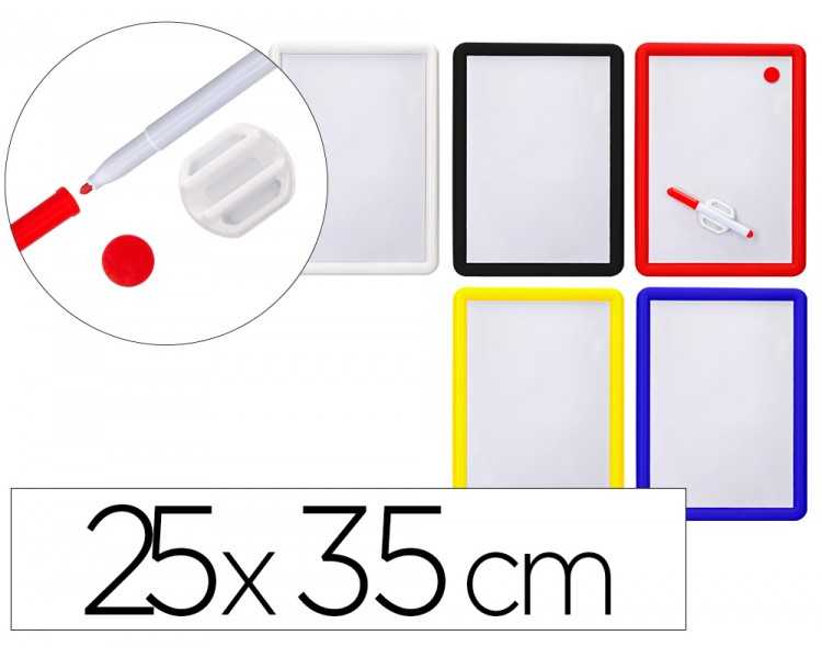 Pizarra blanca magnetica 25x35 cm con rotulador y borrador