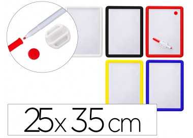 Pizarra blanca magnetica 25x35 cm con rotulador y borrador