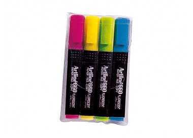 Rotulador artline fluorescente ek-660 punta biselada bolsa de 4 unidades colores surtidos