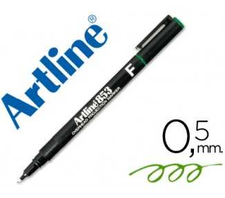 Rotulador artline retroproyeccion punta fibra permanente ek-853 verde -punta redonda 0.5 mm