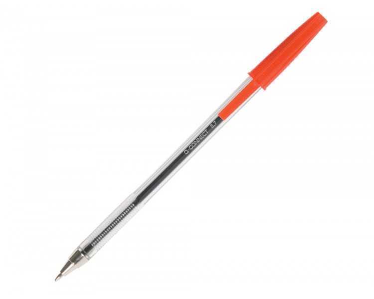 Boligrafo transparente q-connect rojo medio kf26041