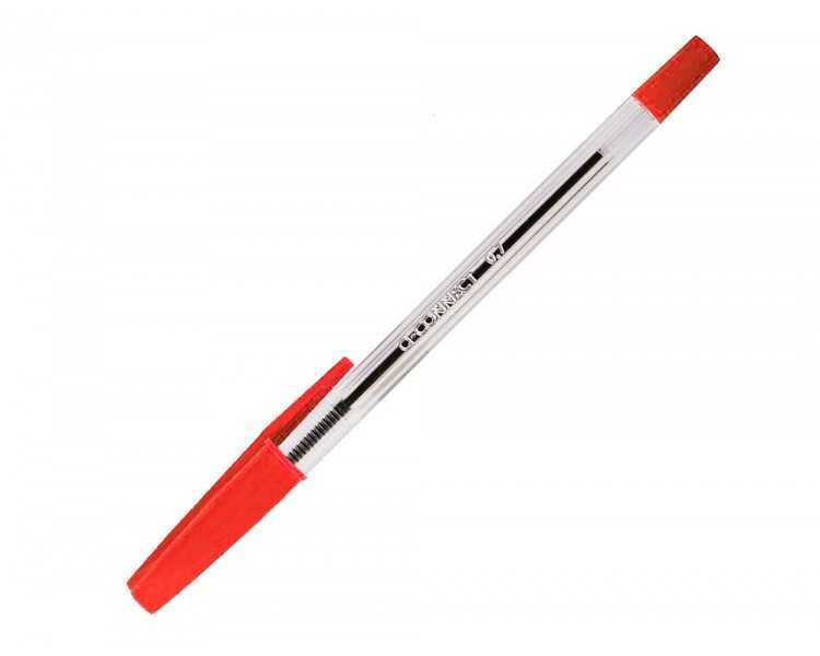 Boligrafo transparente q-connect rojo medio kf26041