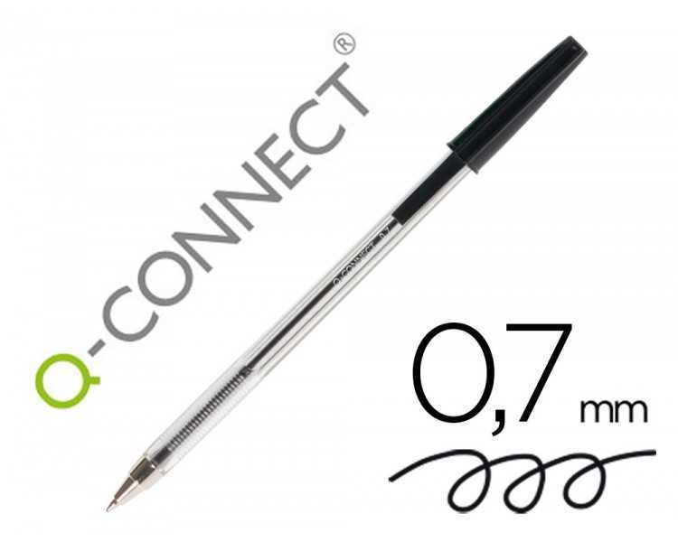 Boligrafo transparente q-connect negro medio kf26040