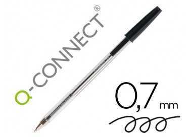 Boligrafo transparente q-connect negro medio kf26040