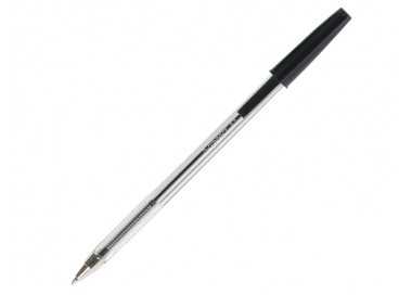 Boligrafo transparente q-connect negro medio kf26040