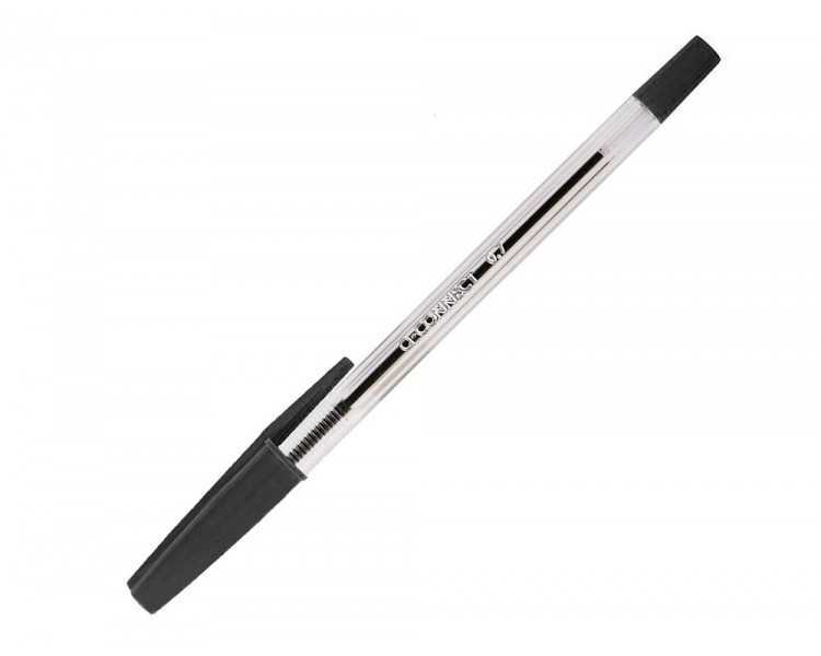 Boligrafo transparente q-connect negro medio kf26040