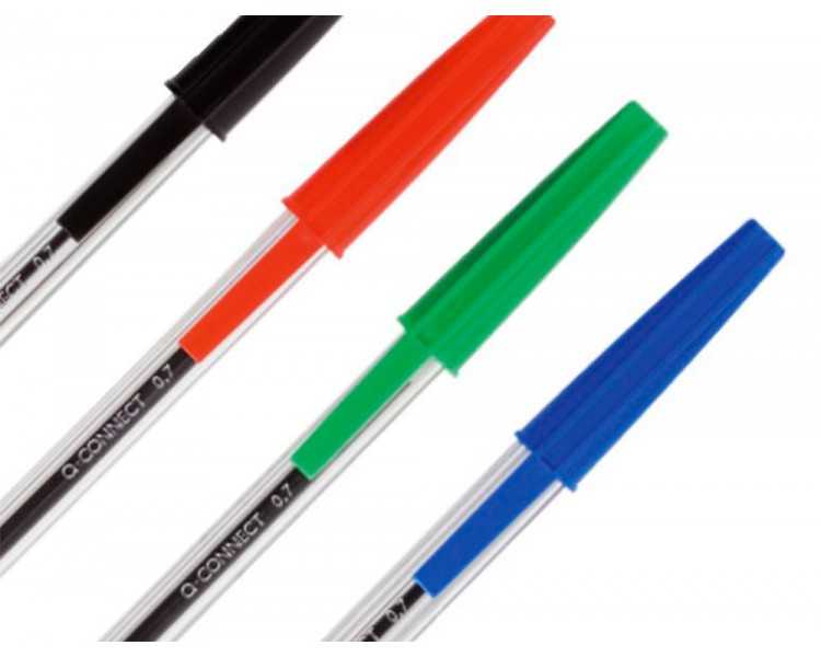 Boligrafo transparente q-connect negro medio kf26040
