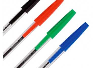 Boligrafo transparente q-connect negro medio kf26040