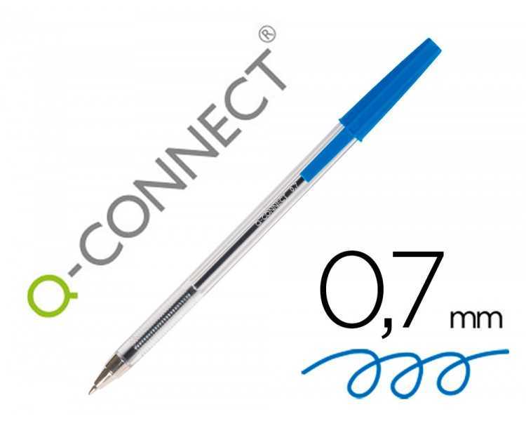 Boligrafo transparente q-connect azul medio kf26039