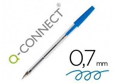 Boligrafo transparente q-connect azul medio kf26039