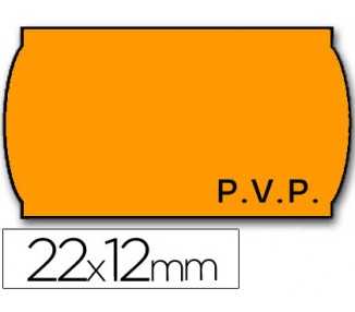 Etiquetas meto onduladas 22x12 mm pvp naranja fluor adh.2 rollo 1500 etiquetas
