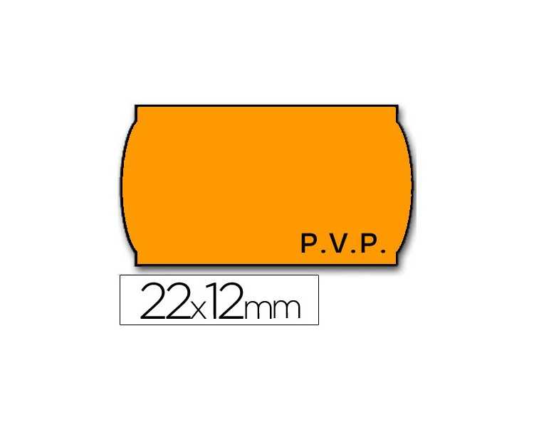 Etiquetas meto onduladas 22x12 mm pvp naranja fluor adh.2 rollo 1500 etiquetas