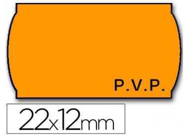 Etiquetas meto onduladas 22x12 mm pvp naranja fluor adh.2 rollo 1500 etiquetas