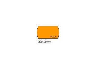 Etiquetas meto onduladas 22x12 mm pvp naranja fluor adh.2 rollo 1500 etiquetas