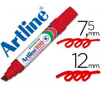 Rotulador artline marcador permanente 100 rojo punta biselada