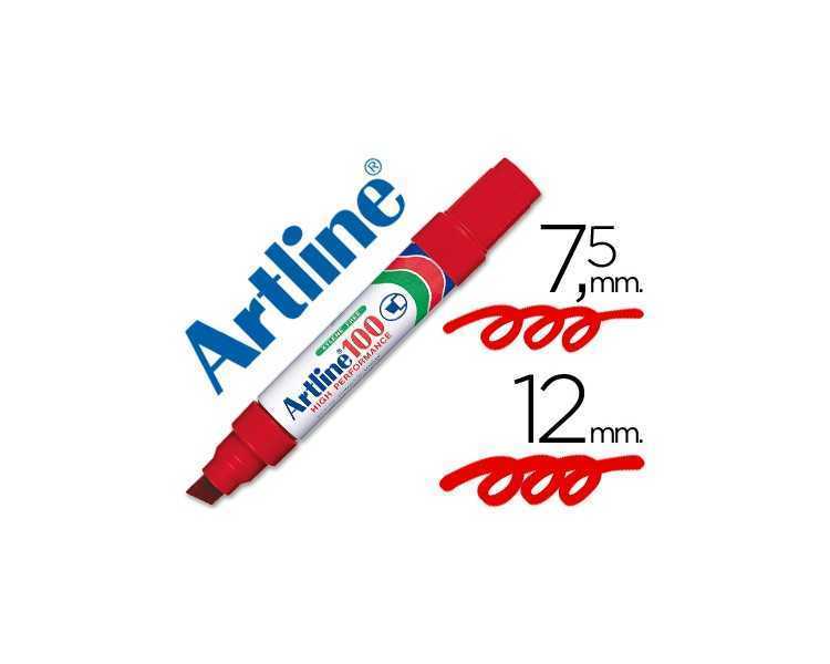 Rotulador artline marcador permanente 100 rojo punta biselada
