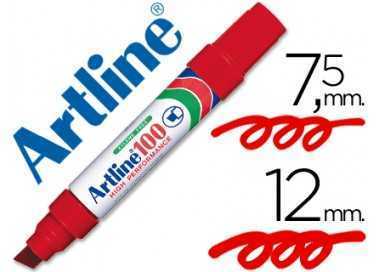 Rotulador artline marcador permanente 100 rojo punta biselada
