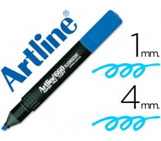 Rotulador artline fluorescente ek-660 azul punta biselada