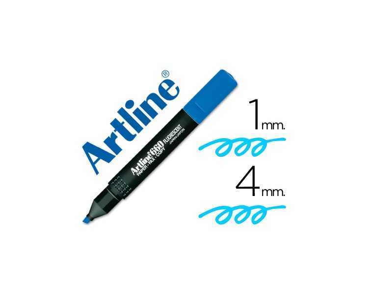 Rotulador artline fluorescente ek-660 azul punta biselada