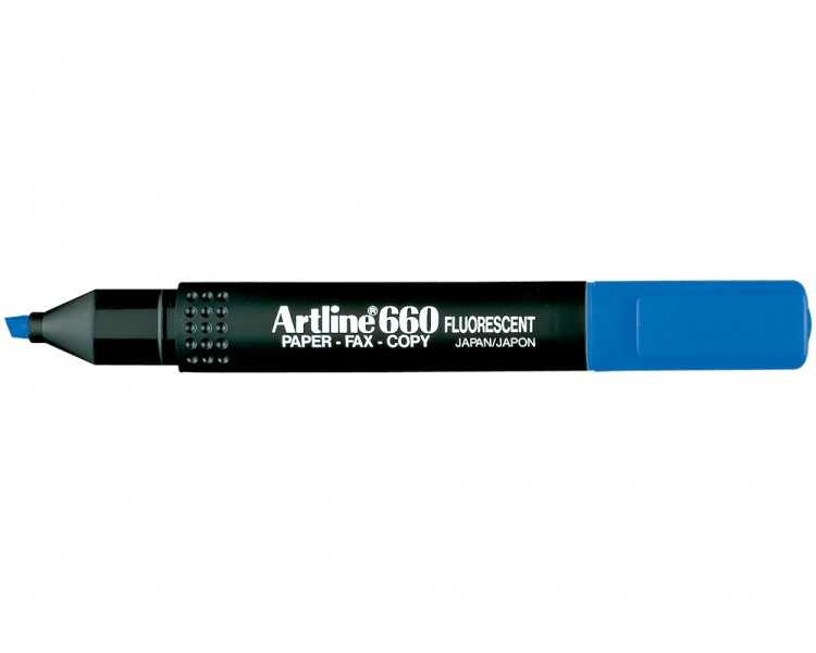 Rotulador artline fluorescente ek-660 azul punta biselada