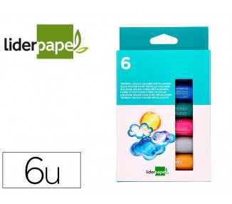 Tempera solida en barra liderpapel escolar 10 gr caja de 6 colores surtidos