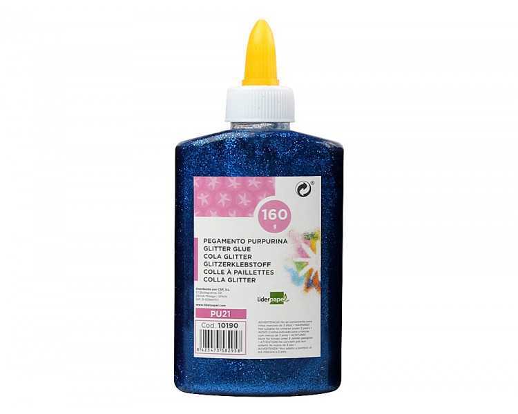 Purpurina pegamento liderpapel fantasia azul metalizado bote de 160 gr