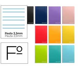 Cuaderno espiral liderpapel folio witty tapa dura 80h 75gr pauta 3,5mm con margen colores surtidos