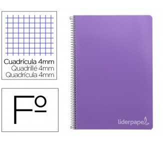 Cuaderno espiral liderpapel folio witty tapa dura 80h 75gr cuadro 4mm con margen color violeta