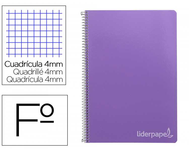 Cuaderno espiral liderpapel folio witty tapa dura 80h 75gr cuadro 4mm con margen color violeta