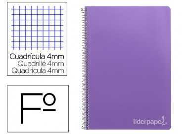 Cuaderno espiral liderpapel folio witty tapa dura 80h 75gr cuadro 4mm con margen color violeta
