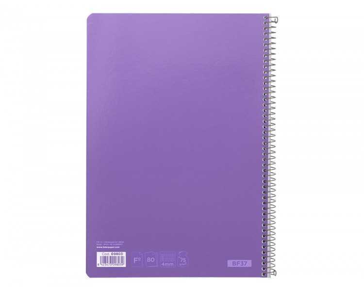Cuaderno espiral liderpapel folio witty tapa dura 80h 75gr cuadro 4mm con margen color violeta