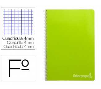 Cuaderno espiral liderpapel folio witty tapa dura 80h 75gr cuadro 4mm con margen color verde