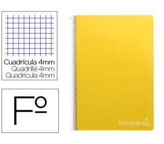 Cuaderno espiral liderpapel folio witty tapa dura 80h 75gr cuadro 4mm con margen color amarillo