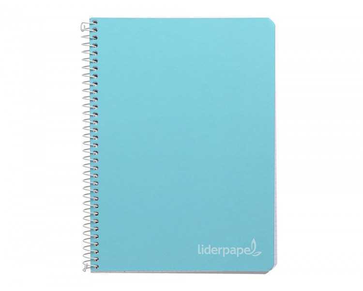 Cuaderno espiral liderpapel cuarto witty tapa dura 80h 75gr cuadro 4mm con margen color celeste