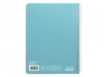 Cuaderno espiral liderpapel cuarto witty tapa dura 80h 75gr cuadro 4mm con margen color celeste