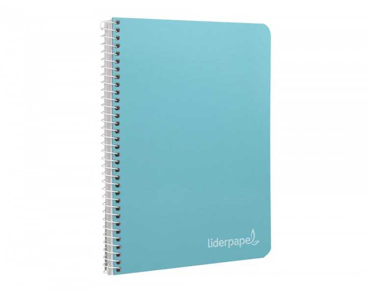 Cuaderno espiral liderpapel cuarto witty tapa dura 80h 75gr cuadro 4mm con margen color celeste