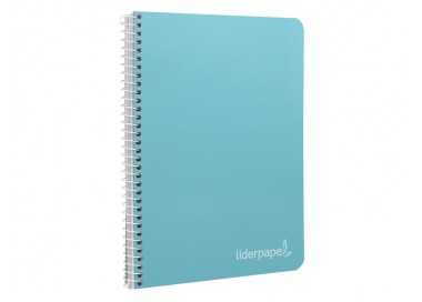 Cuaderno espiral liderpapel cuarto witty tapa dura 80h 75gr cuadro 4mm con margen color celeste