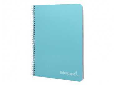 Cuaderno espiral liderpapel cuarto witty tapa dura 80h 75gr cuadro 4mm con margen color celeste