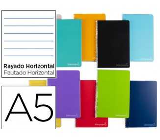 Cuaderno espiral liderpapel a5 micro witty tapa dura 140h 75gr horizontal 8mm 5 bandas 6 taladros colores surtidos