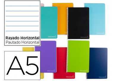 Cuaderno espiral liderpapel a5 micro witty tapa dura 140h 75gr horizontal 8mm 5 bandas 6 taladros colores surtidos