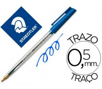Boligrafo staedtler stick azul con capuchon