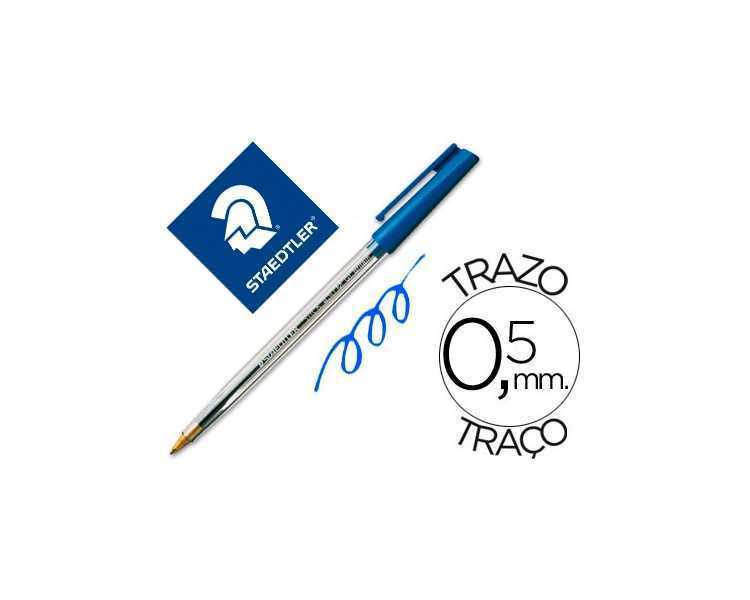 Boligrafo staedtler stick azul con capuchon