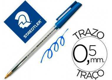 Boligrafo staedtler stick azul con capuchon