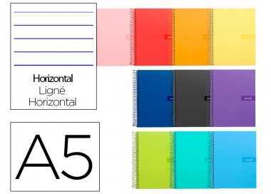 Cuaderno espiral liderpapel a5 crafty tapa forrada 80h 90 gr pauta estrecha 2,5mm con margen colores surtidos