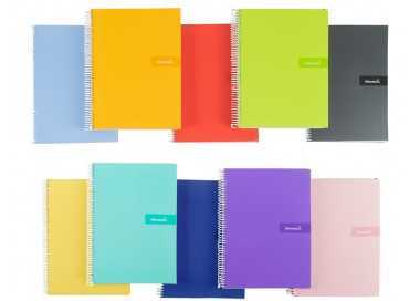Cuaderno espiral liderpapel a5 crafty tapa forrada 80h 90 gr pauta estrecha 2,5mm con margen colores surtidos