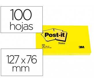 Bloc de notas adhesivas quita y pon post-it 76x127 mm con 100 hojas 655