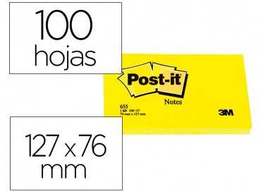 Bloc de notas adhesivas quita y pon post-it 76x127 mm con 100 hojas 655