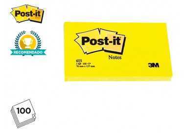 Bloc de notas adhesivas quita y pon post-it 76x127 mm con 100 hojas 655 Bloc de notas adhesivas quita y pon post-it 76x127 mm con 100 hojas 655
