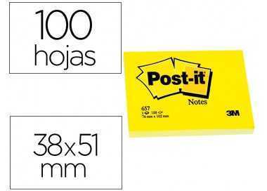 Bloc de notas adhesivas quita y pon post-it 38x51 mm con 100 hojas 653e